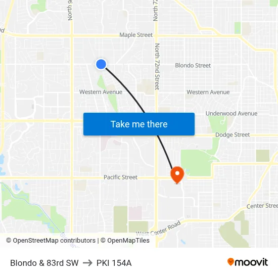 Blondo & 83rd SW to PKI 154A map