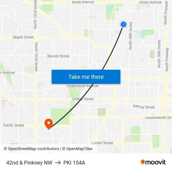 42nd & Pinkney NW to PKI 154A map