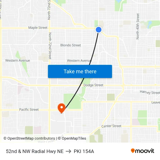 52nd & NW Radial Hwy NE to PKI 154A map