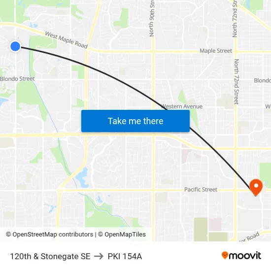 120th & Stonegate SE to PKI 154A map