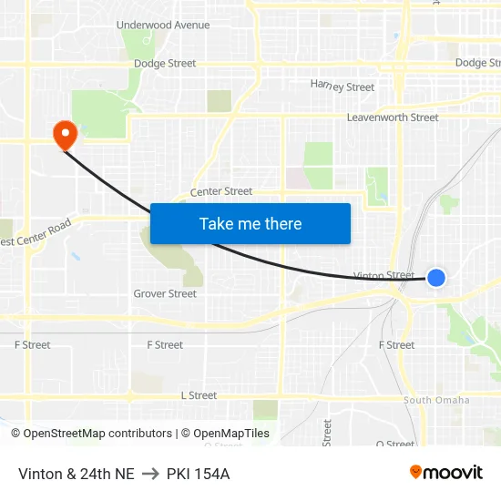 Vinton & 24th NE to PKI 154A map