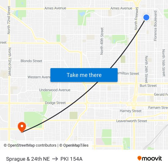 Sprague & 24th NE to PKI 154A map