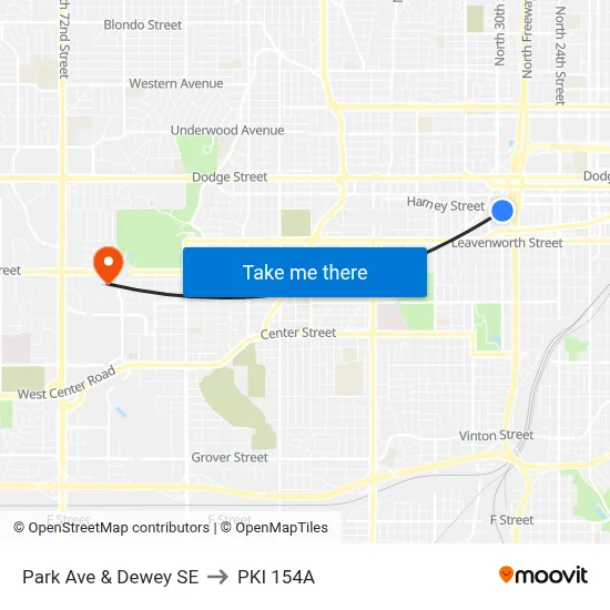 Park Ave & Dewey SE to PKI 154A map