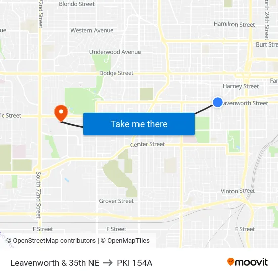 Leavenworth & 35th NE to PKI 154A map