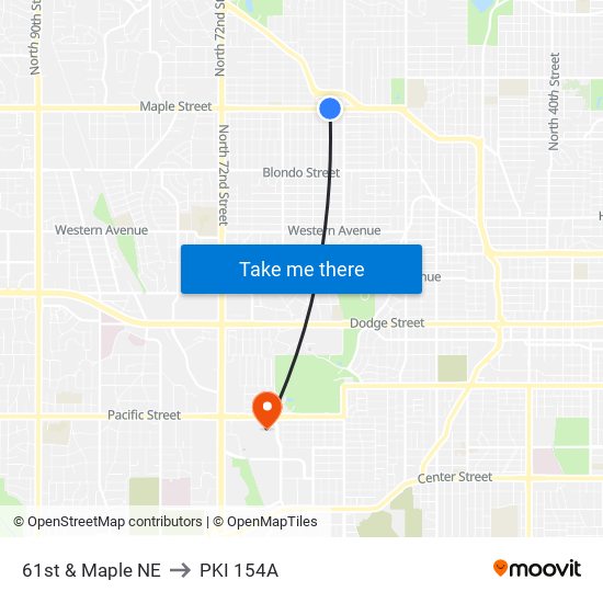 61st & Maple NE to PKI 154A map