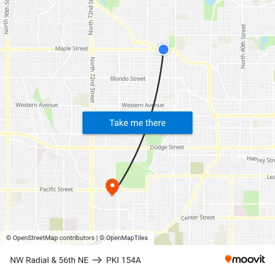 NW Radial & 56th NE to PKI 154A map