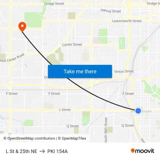 L St & 25th NE to PKI 154A map