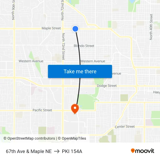 67th Ave & Maple NE to PKI 154A map