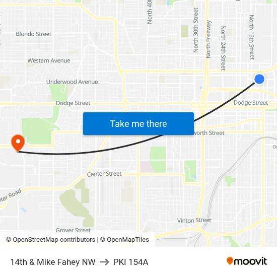 14th & Mike Fahey NW to PKI 154A map