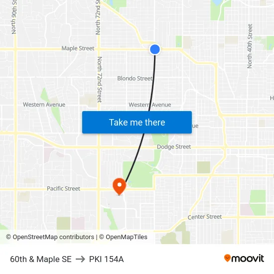 60th & Maple SE to PKI 154A map