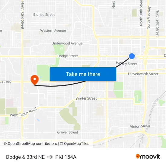 Dodge & 33rd NE to PKI 154A map