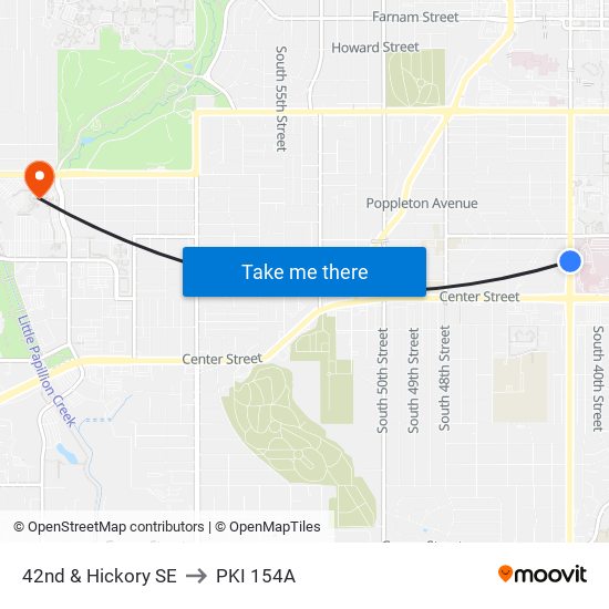 42nd & Hickory SE to PKI 154A map