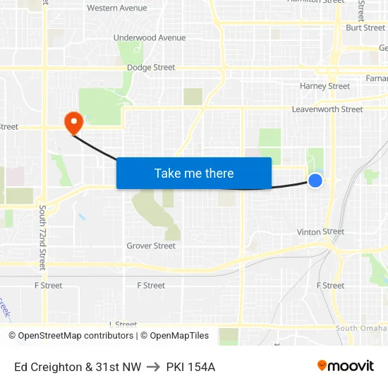 Ed Creighton & 31st NW to PKI 154A map