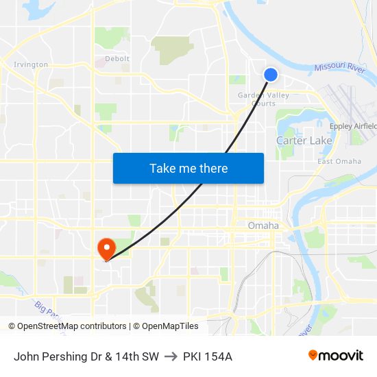 John Pershing Dr & 14th SW to PKI 154A map