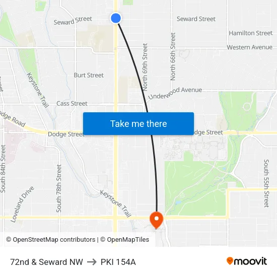72nd & Seward NW to PKI 154A map