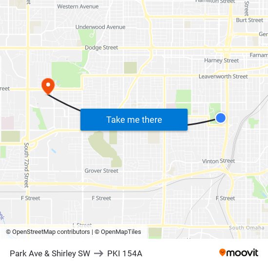 Park Ave & Shirley SW to PKI 154A map