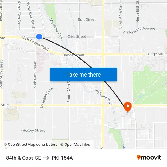 84th & Cass SE to PKI 154A map