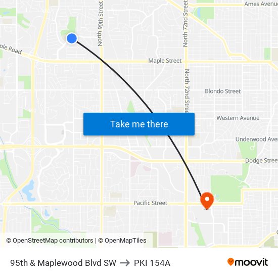 95th & Maplewood Blvd SW to PKI 154A map