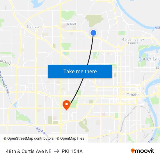 48th & Curtis Ave NE to PKI 154A map