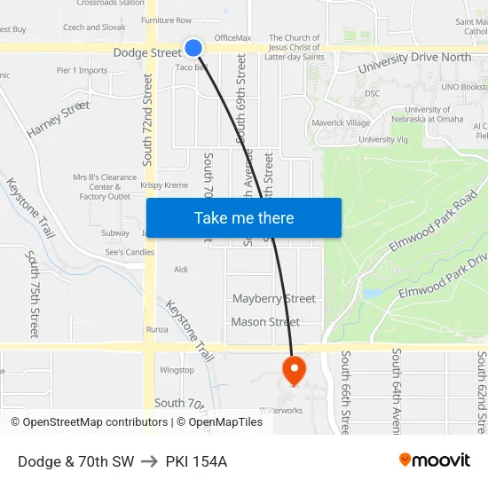 Dodge & 70th SW to PKI 154A map