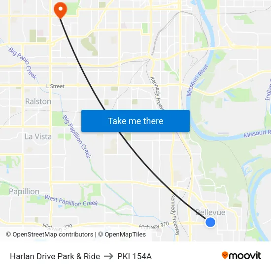 Harlan Drive Park & Ride to PKI 154A map