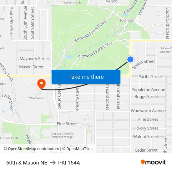 60th & Mason NE to PKI 154A map