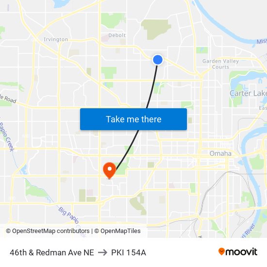 46th & Redman Ave NE to PKI 154A map