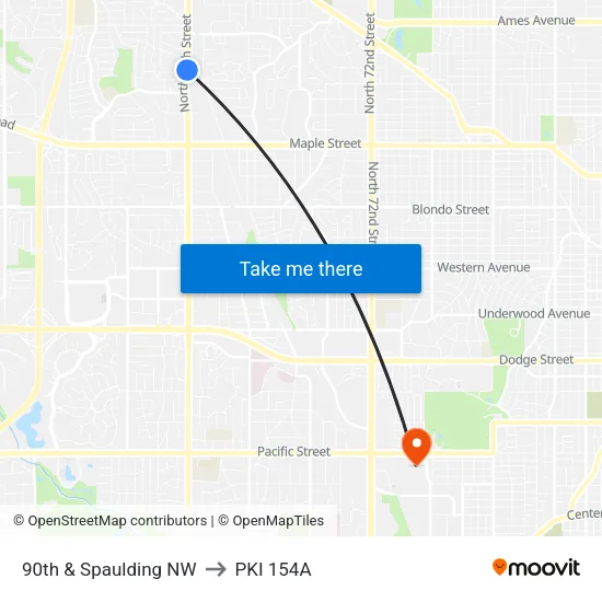 90th & Spaulding NW to PKI 154A map