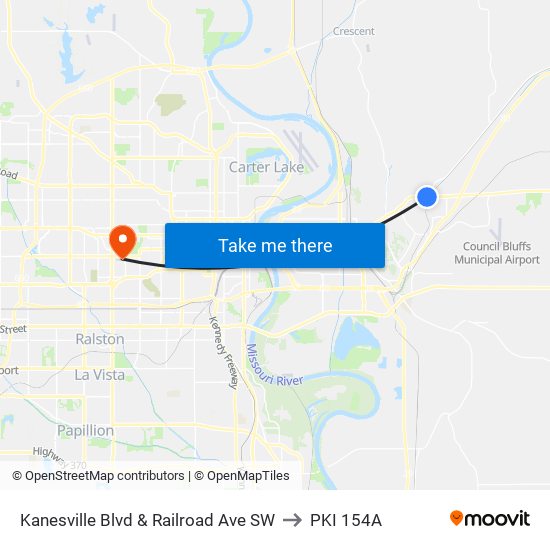 Kanesville Blvd & Railroad Ave SW to PKI 154A map