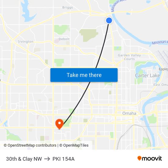 30th & Clay NW to PKI 154A map