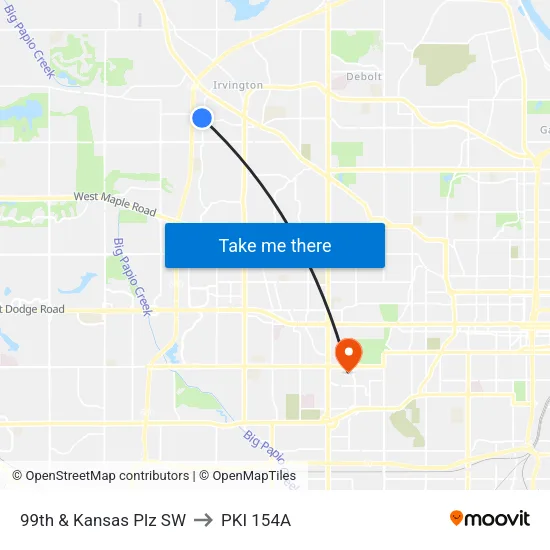 99th & Kansas Plz SW to PKI 154A map