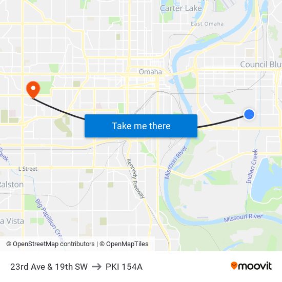 23rd Ave & 19th SW to PKI 154A map