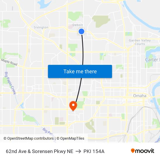 62nd Ave & Sorensen Pkwy NE to PKI 154A map