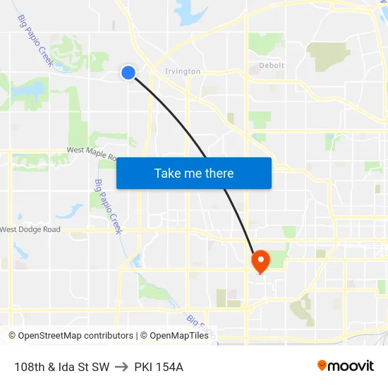 108th & Ida St SW to PKI 154A map