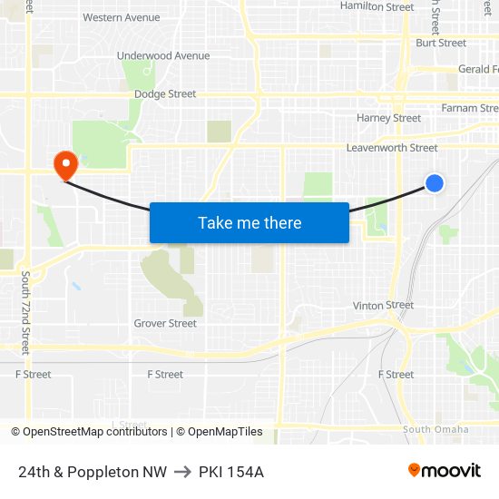 24th & Poppleton NW to PKI 154A map