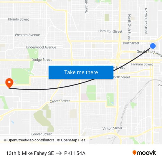 13th & Mike Fahey SE to PKI 154A map