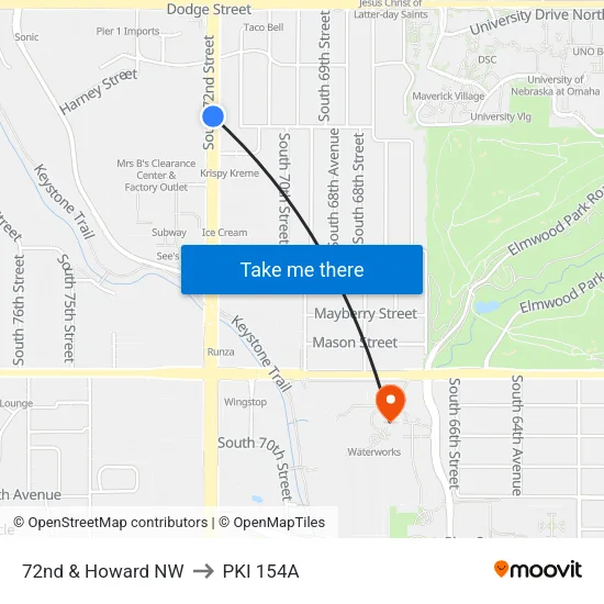 72nd & Howard NW to PKI 154A map