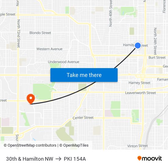 30th & Hamilton NW to PKI 154A map