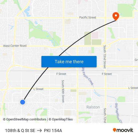 108th & Q St SE to PKI 154A map