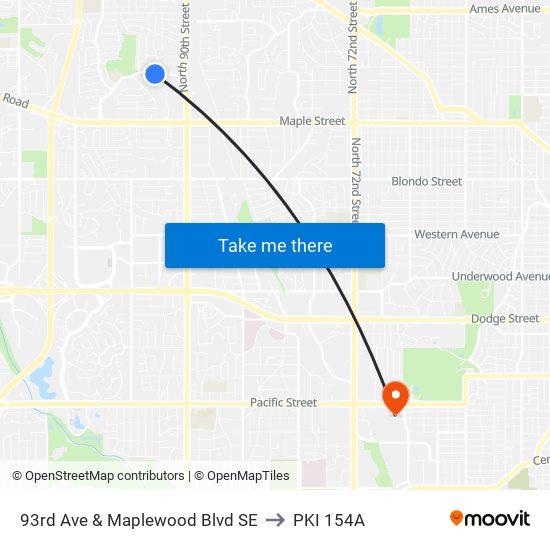 93rd Ave & Maplewood Blvd SE to PKI 154A map