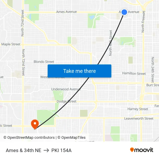 Ames & 34th NE to PKI 154A map
