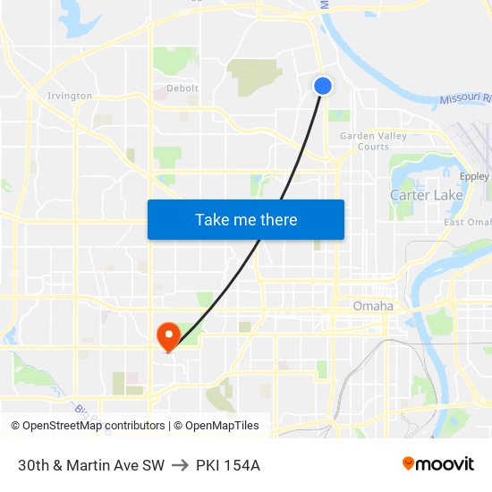 30th & Martin Ave SW to PKI 154A map