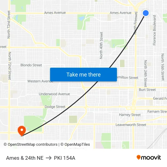 Ames & 24th NE to PKI 154A map