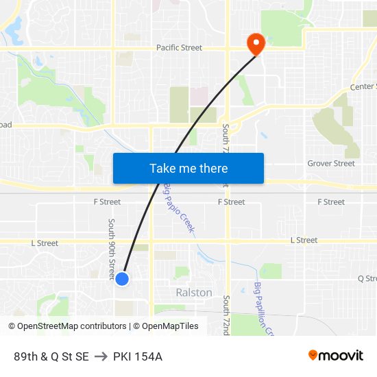 89th & Q St SE to PKI 154A map