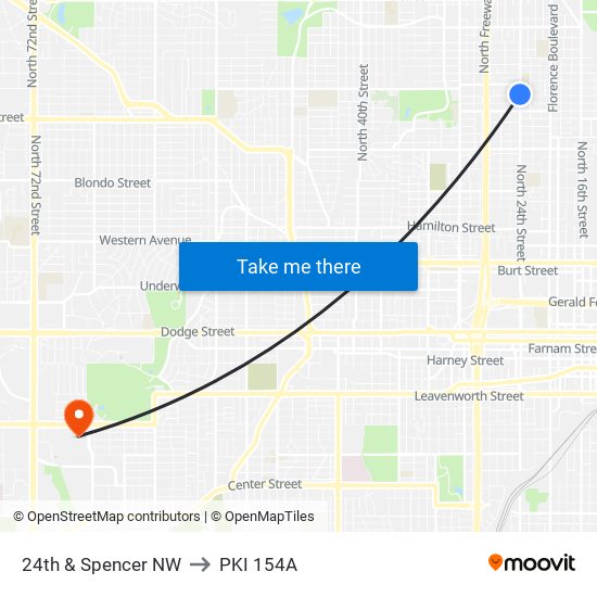 24th & Spencer NW to PKI 154A map