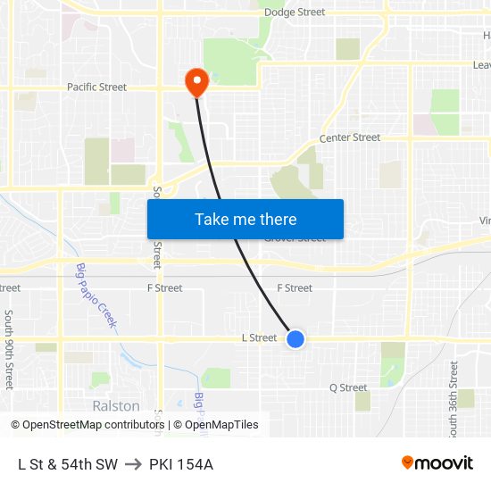 L St & 54th SW to PKI 154A map