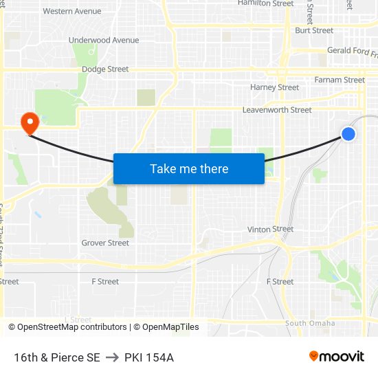 16th & Pierce SE to PKI 154A map