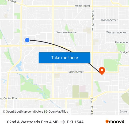 102nd & Westroads Entr 4 MB to PKI 154A map