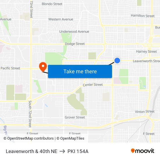 Leavenworth & 40th NE to PKI 154A map