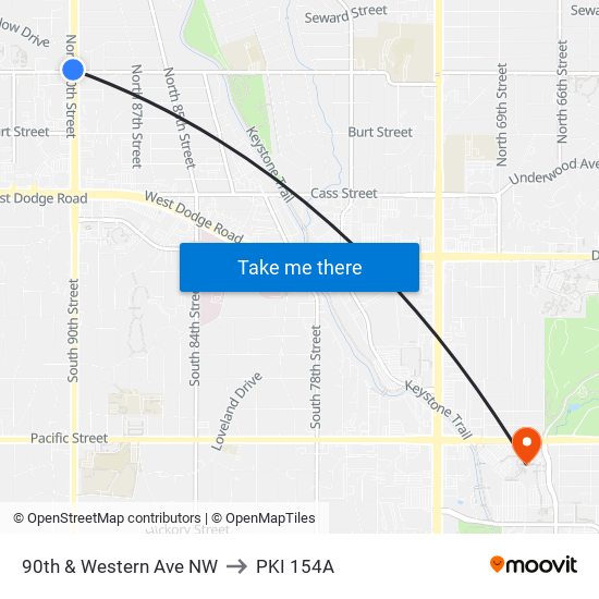 90th & Western Ave NW to PKI 154A map